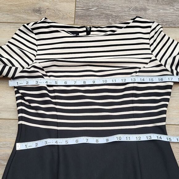 Jones New York high waisted dress black white striped top, solid bottom - size 4 - Picture 4 of 11